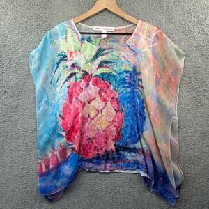 LEOMA LOVEGROVE Womens Pineapple T Shirt S Small Artsy Tropical Fruit Artcore